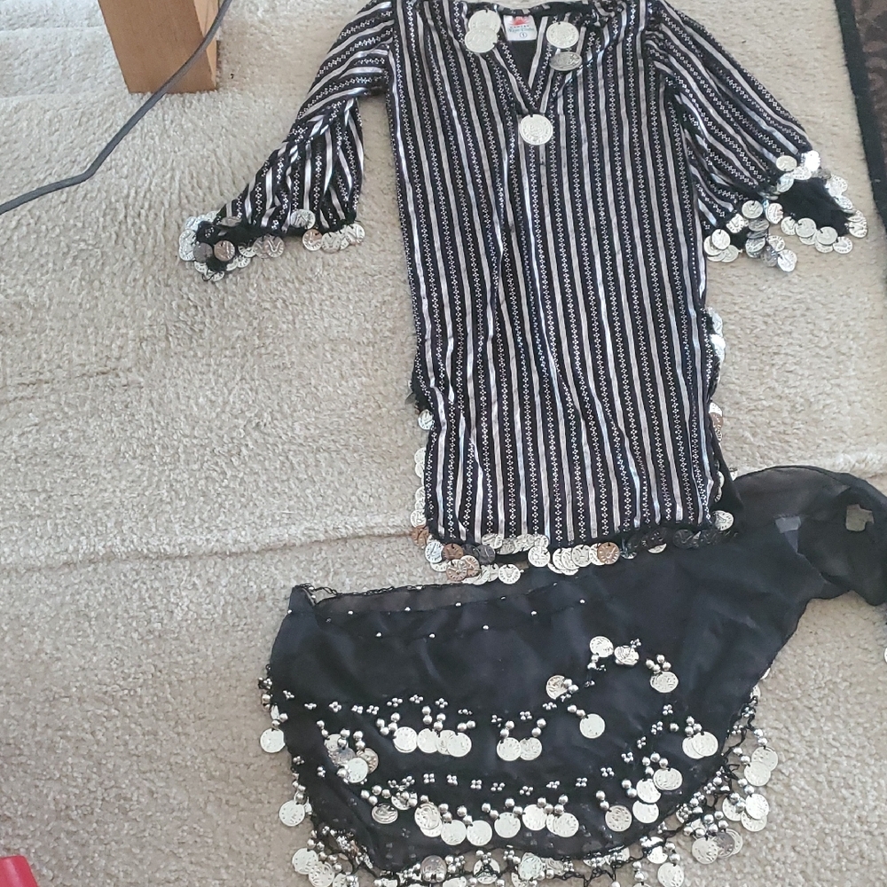 Girls Silver  Striped Costume with Silver Accents